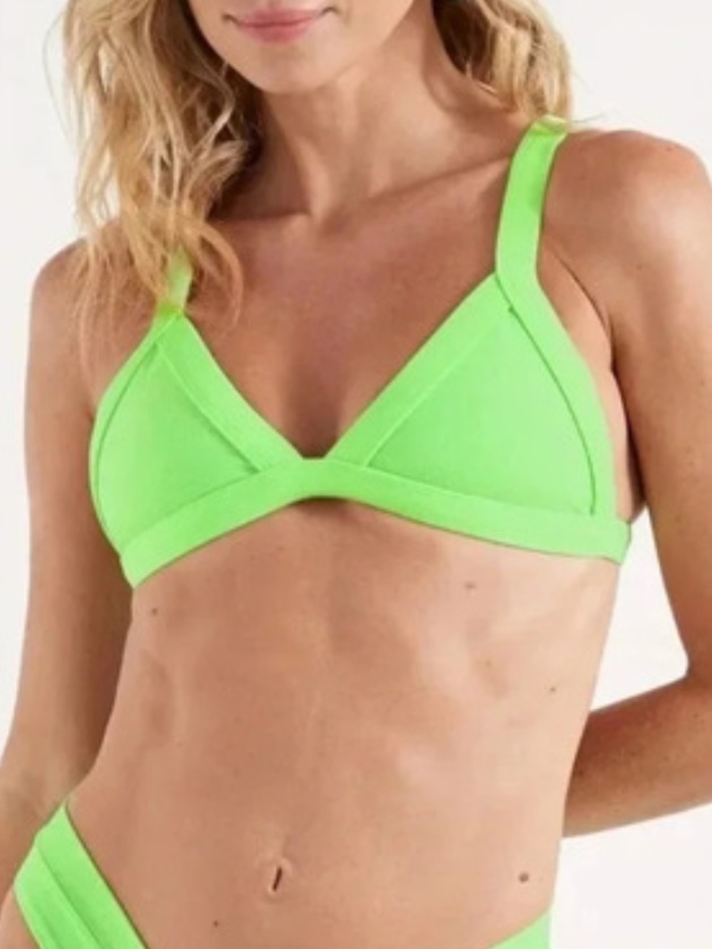 NWT OneOne Swimwear Kameron Bikini top Apple Neon Green size XL MSRP $92